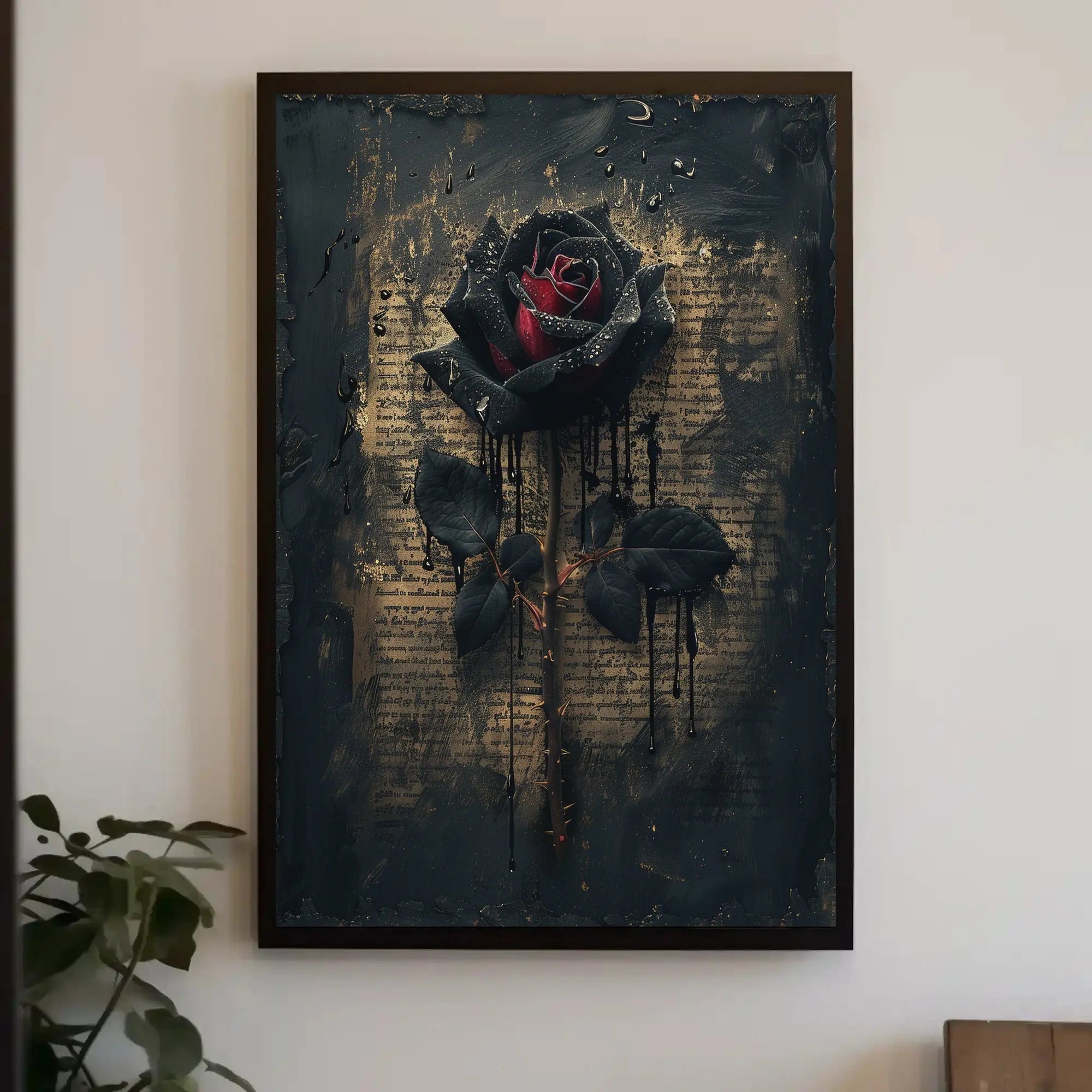 Mystical Black Rose Gothic Art Poster PosterGoat