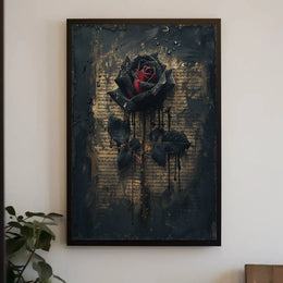 Mystical Black Rose Gothic Art Poster PosterGoat
