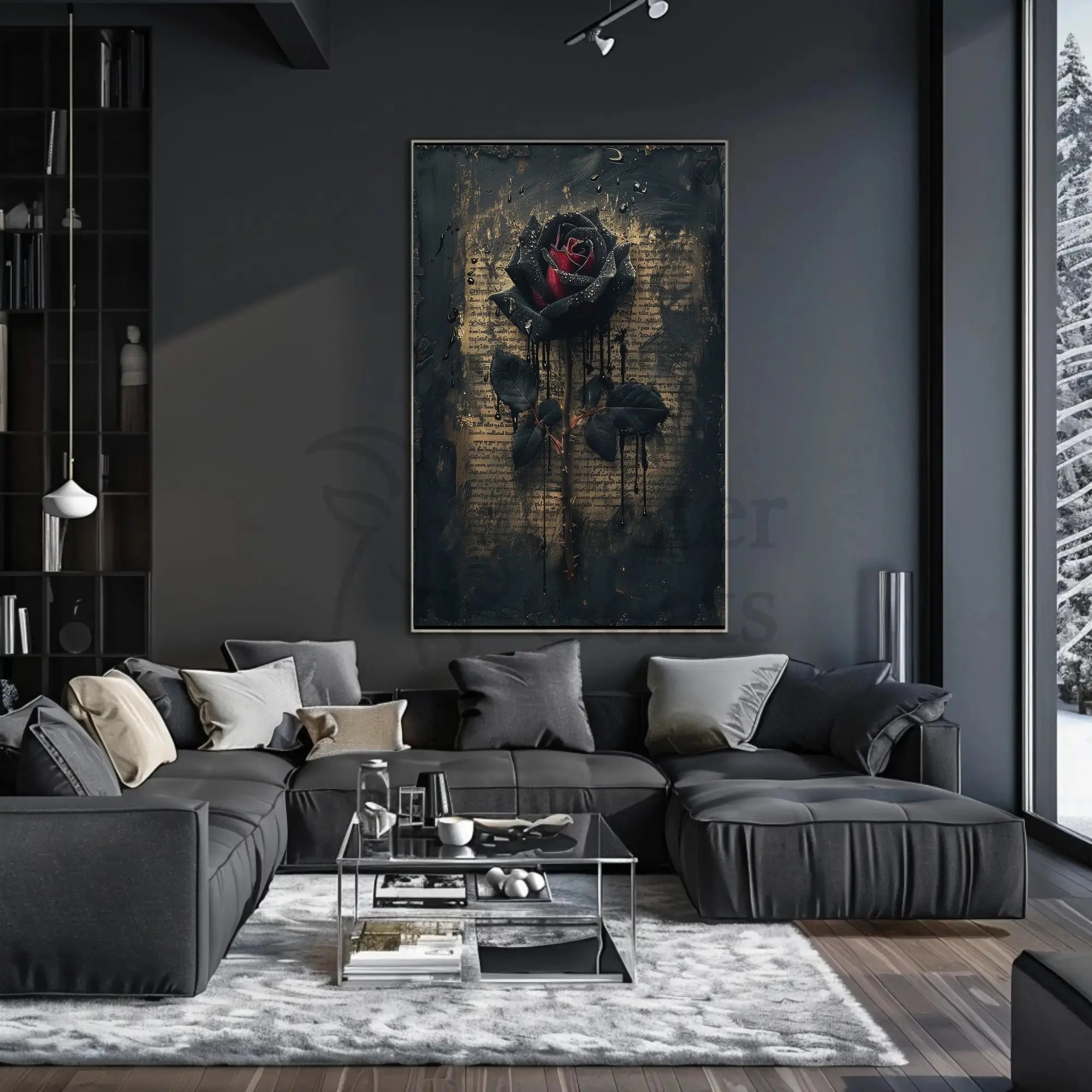 Mystical Black Rose Gothic Art Poster PosterGoat