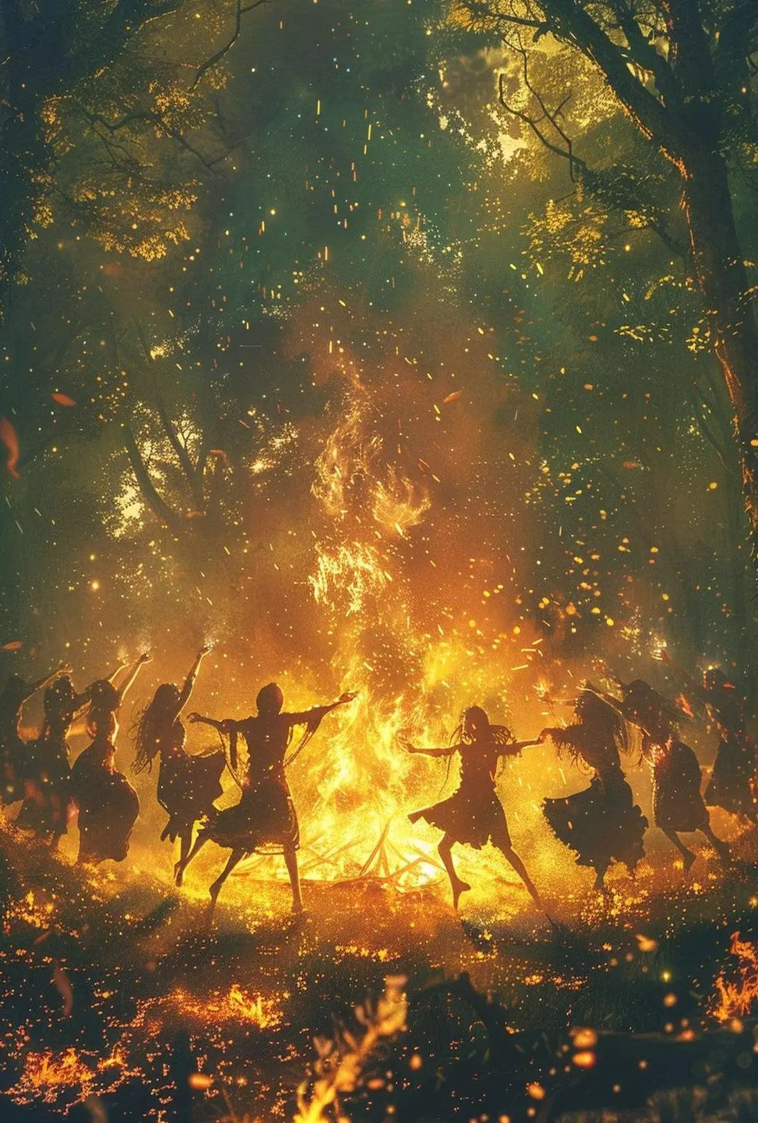 Mystical Bonfire Dance Celebratory Cultural or Heritage Poster PosterGoat