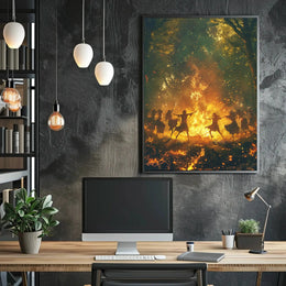 Mystical Bonfire Dance Celebratory Cultural or Heritage Poster PosterGoat