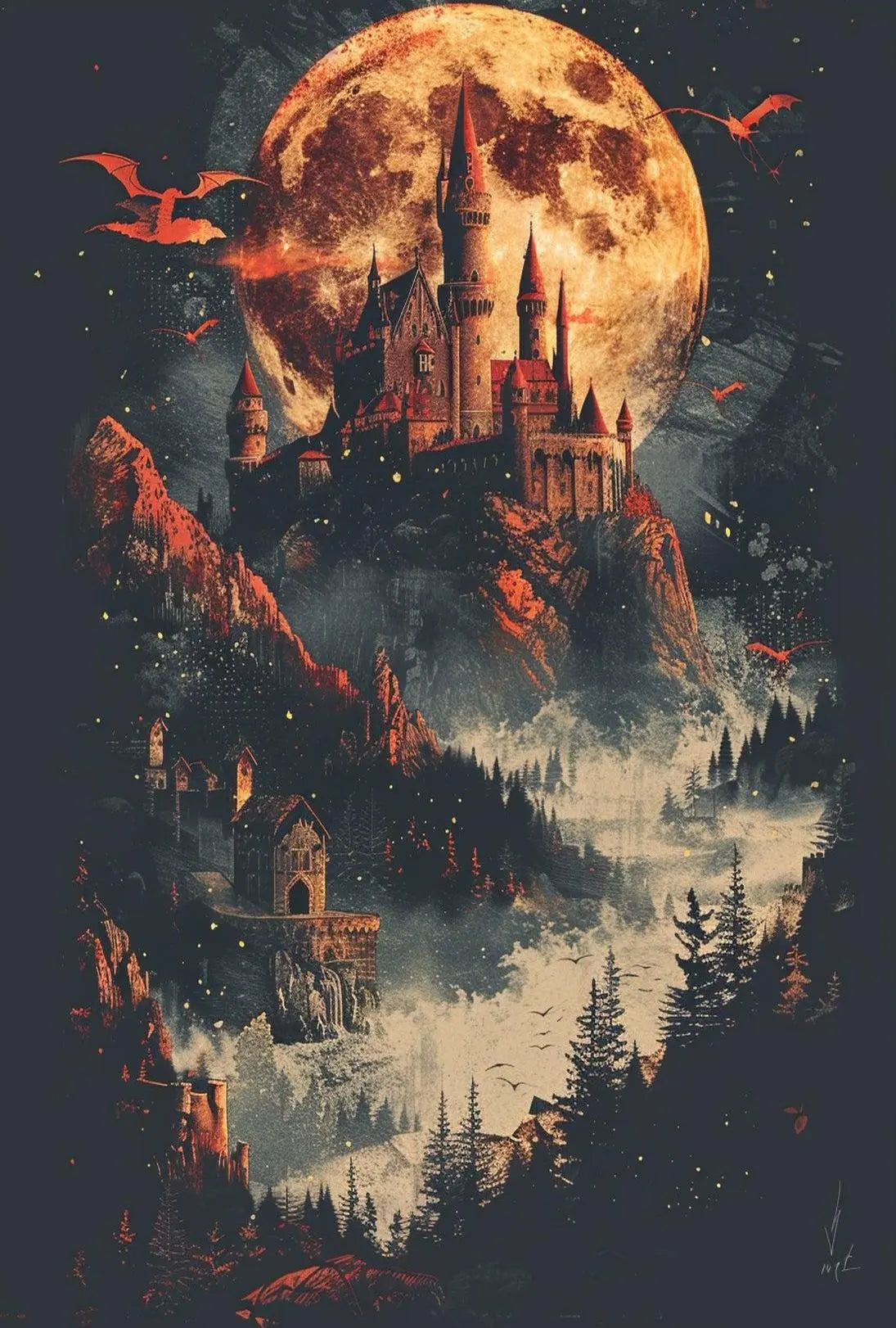 Mystical Castle Fantasy Epic Art Poster PosterGoat