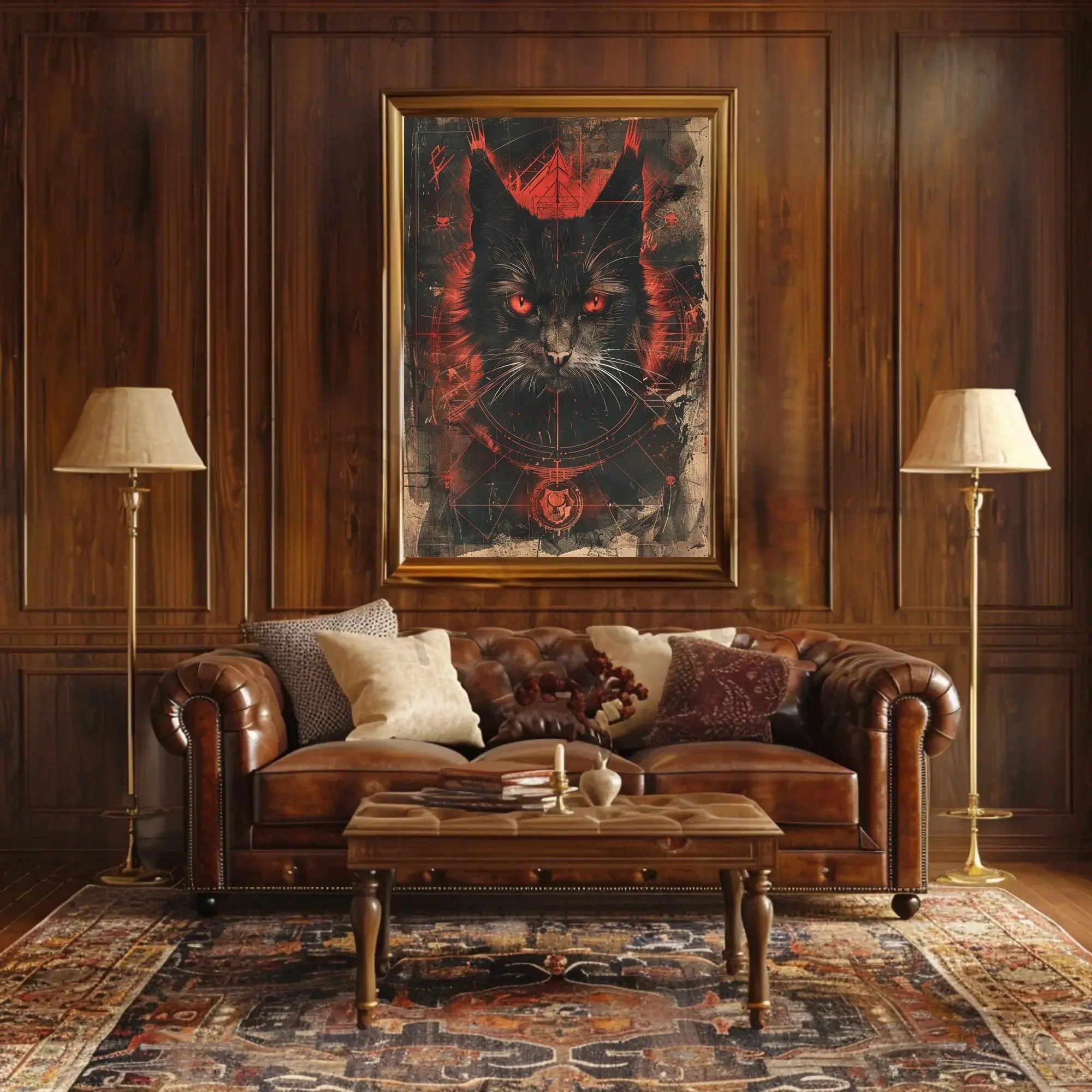 Mystical Cat Enigma: Dark and Intense Animal Poster PosterGoat