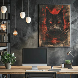 Mystical Cat Enigma: Dark and Intense Animal Poster PosterGoat