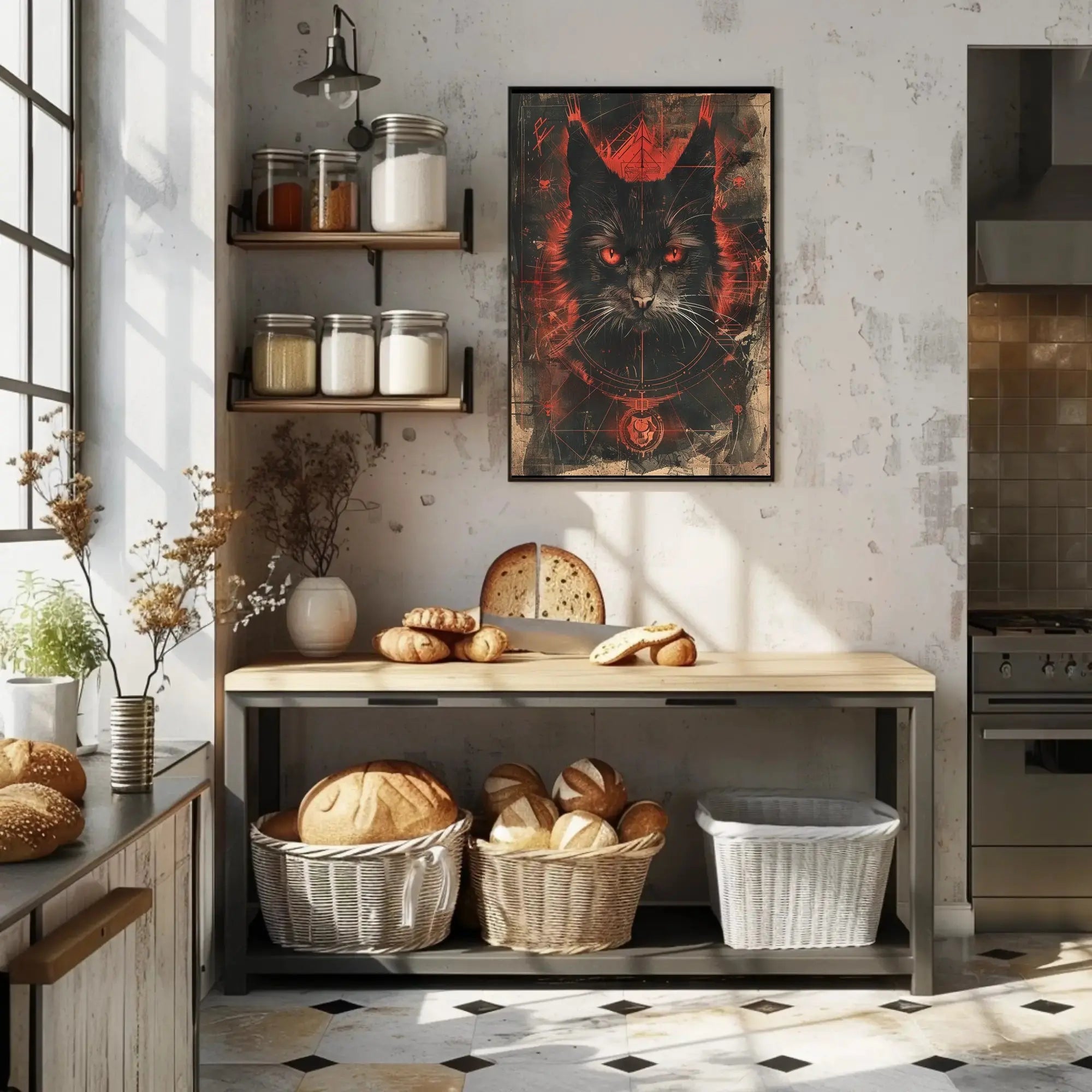 Mystical Cat Enigma: Dark and Intense Animal Poster PosterGoat