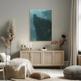 Mystical Cliffside Solitude in Artistic Fantasy Poster PosterGoat