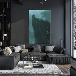 Mystical Cliffside Solitude in Artistic Fantasy Poster PosterGoat