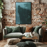 Mystical Cliffside Solitude in Artistic Fantasy Poster PosterGoat