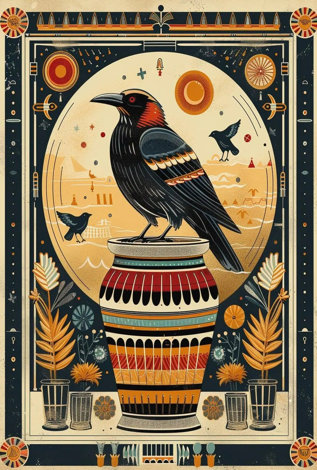 Mystical Crow Art Deco Animal Poster PosterGoat