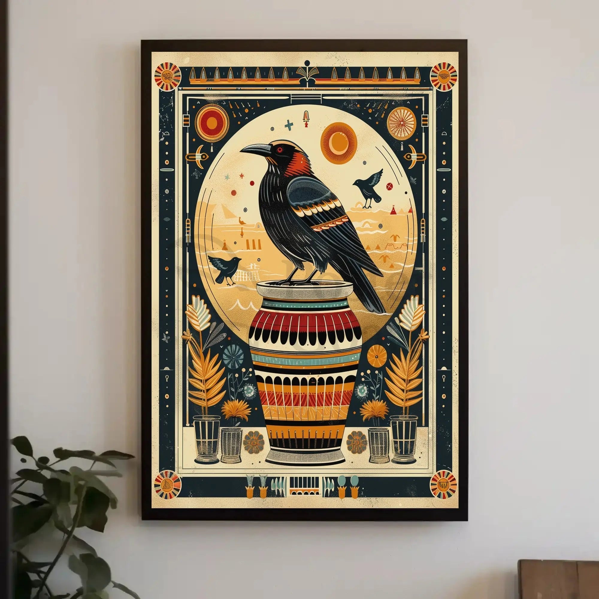 Mystical Crow Art Deco Animal Poster PosterGoat