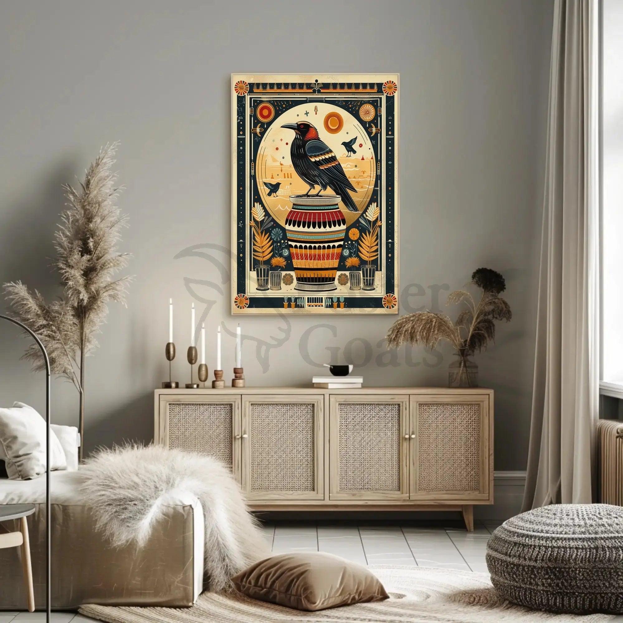 Mystical Crow Art Deco Animal Poster PosterGoat