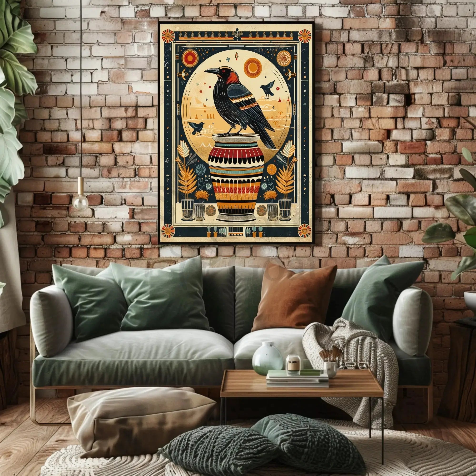 Mystical Crow Art Deco Animal Poster PosterGoat