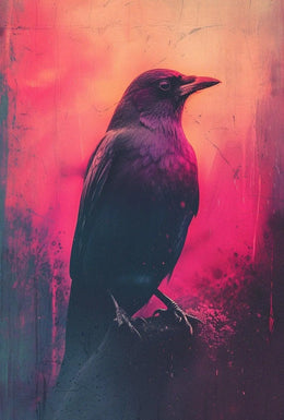 Mystical Crow Grunge Art Print for Abstract, Artistic Poster PosterGoat