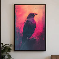 Mystical Crow Grunge Art Print for Abstract, Artistic Poster PosterGoat