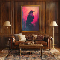 Mystical Crow Grunge Art Print for Abstract, Artistic Poster PosterGoat