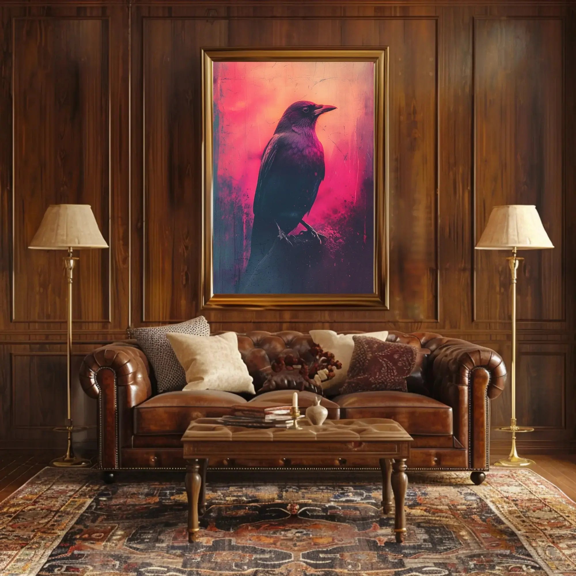 Mystical Crow Grunge Art Print for Abstract, Artistic Poster PosterGoat