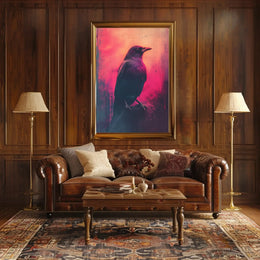 Mystical Crow Grunge Art Print for Abstract, Artistic Poster PosterGoat