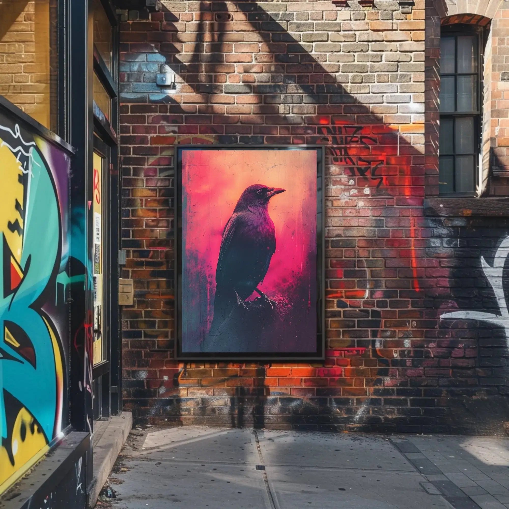 Mystical Crow Grunge Art Print for Abstract, Artistic Poster PosterGoat