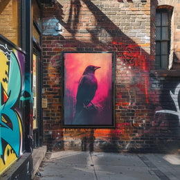 Mystical Crow Grunge Art Print for Abstract, Artistic Poster PosterGoat