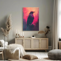 Mystical Crow Grunge Art Print for Abstract, Artistic Poster PosterGoat
