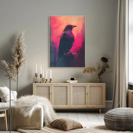 Mystical Crow Grunge Art Print for Abstract, Artistic Poster PosterGoat