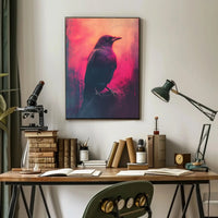 Mystical Crow Grunge Art Print for Abstract, Artistic Poster PosterGoat