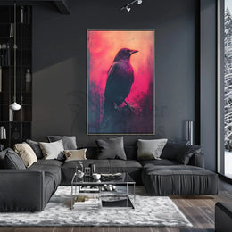 Mystical Crow Grunge Art Print for Abstract, Artistic Poster PosterGoat