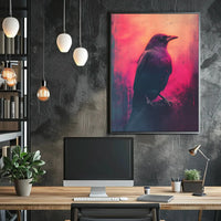 Mystical Crow Grunge Art Print for Abstract, Artistic Poster PosterGoat