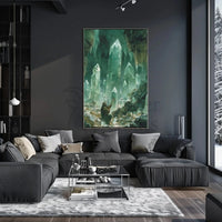 Mystical Crystalline Cavern Lute Player Artistic Fantasy Poster PosterGoat