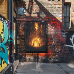 Mystical Dance Under Firelight: Atmospheric Artistic Poster PosterGoat