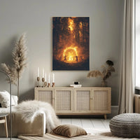 Mystical Dance Under Firelight: Atmospheric Artistic Poster PosterGoat