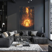 Mystical Dance Under Firelight: Atmospheric Artistic Poster PosterGoat