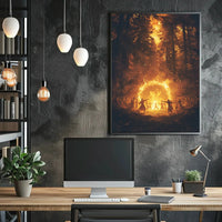 Mystical Dance Under Firelight: Atmospheric Artistic Poster PosterGoat