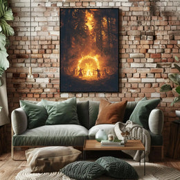 Mystical Dance Under Firelight: Atmospheric Artistic Poster PosterGoat