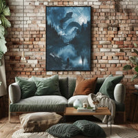 Mystical Dragon Lake in Fantasy Landscape Art Poster PosterGoat