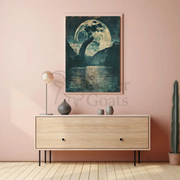 Mystical Dragon Under Moonlight Artistic Poster PosterGoat