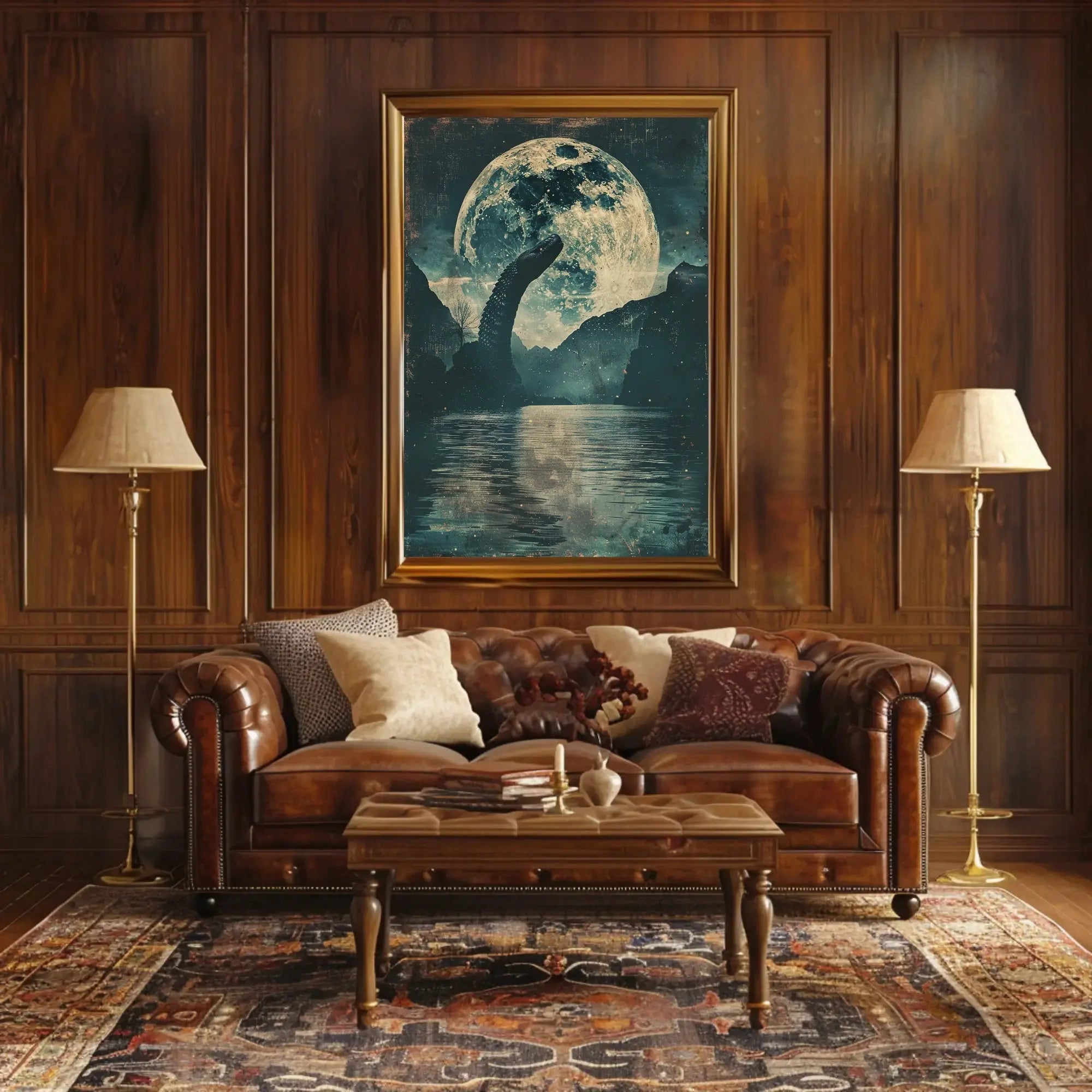 Mystical Dragon Under Moonlight Artistic Poster PosterGoat