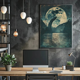 Mystical Dragon Under Moonlight Artistic Poster PosterGoat
