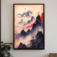 Mystical Dragon in East Asian Landscape Fantasy or Mythology Poster PosterGoat