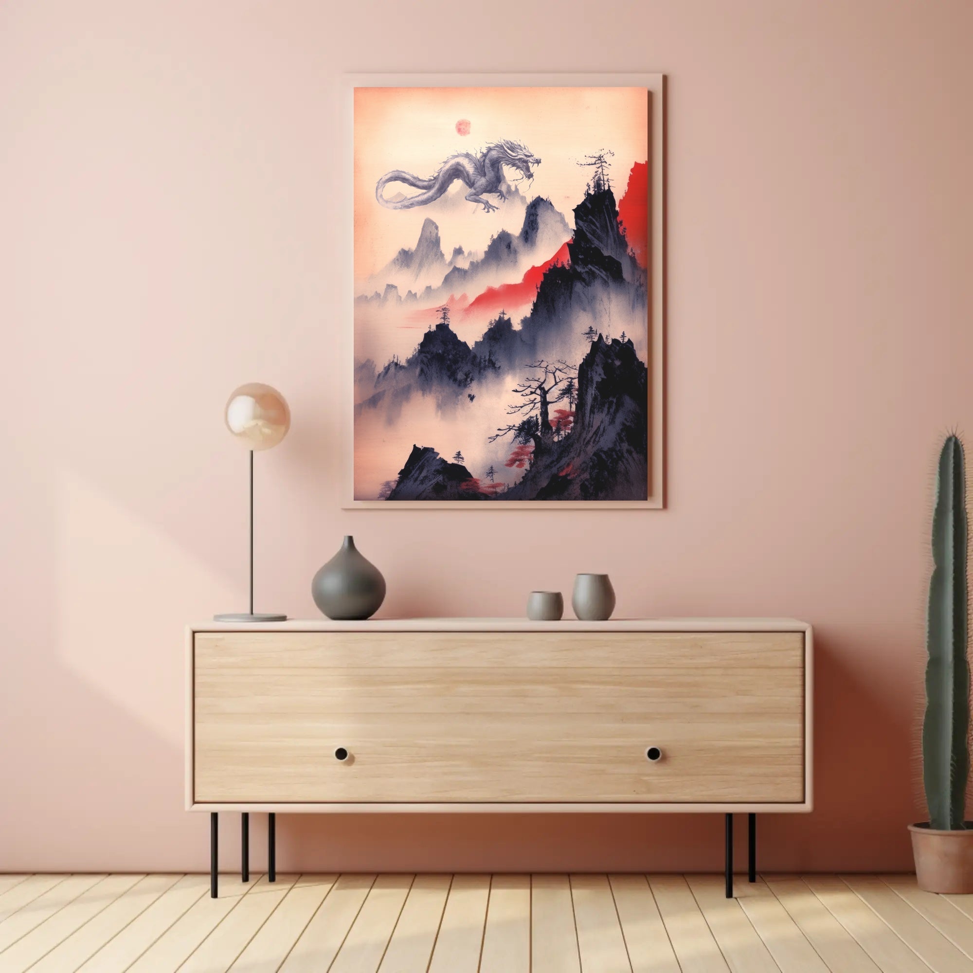 Mystical Dragon in East Asian Landscape Fantasy or Mythology Poster PosterGoat