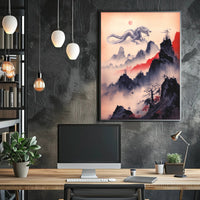 Mystical Dragon in East Asian Landscape Fantasy or Mythology Poster PosterGoat