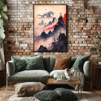 Mystical Dragon in East Asian Landscape Fantasy or Mythology Poster PosterGoat
