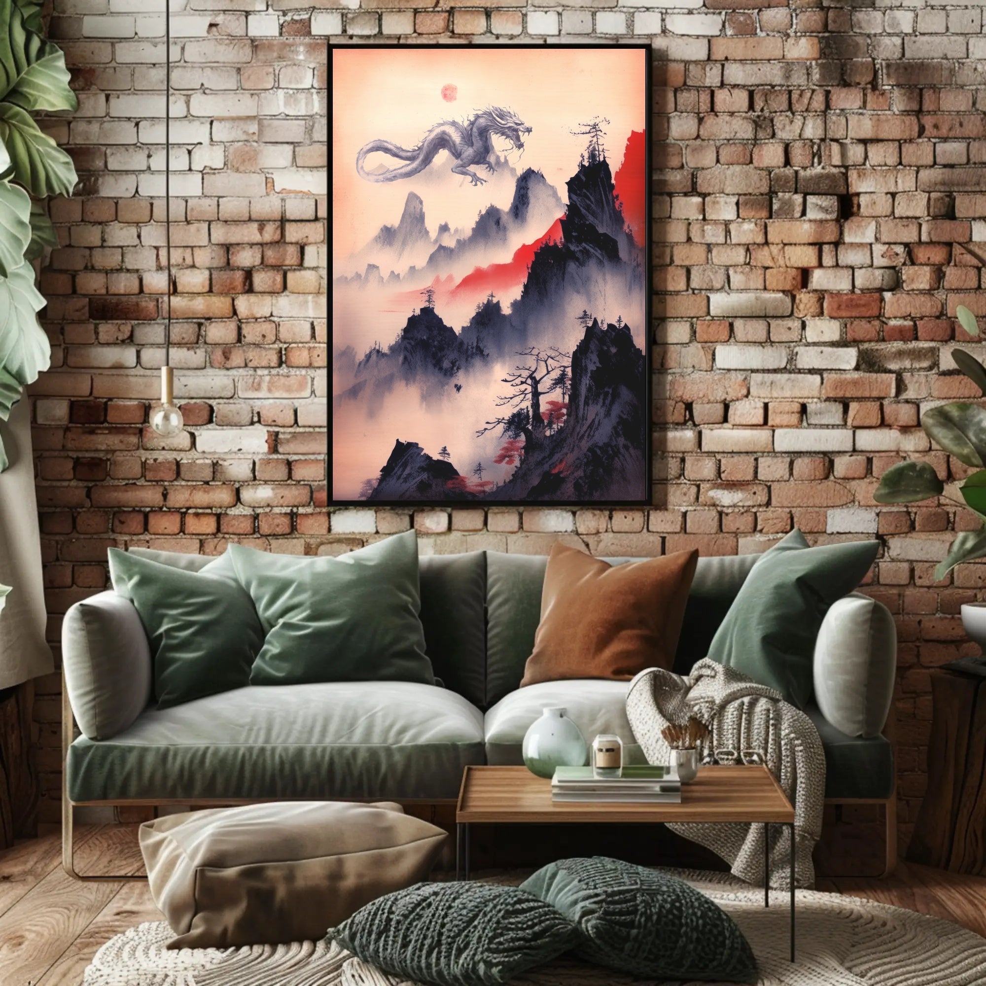 Mystical Dragon in East Asian Landscape Fantasy or Mythology Poster PosterGoat
