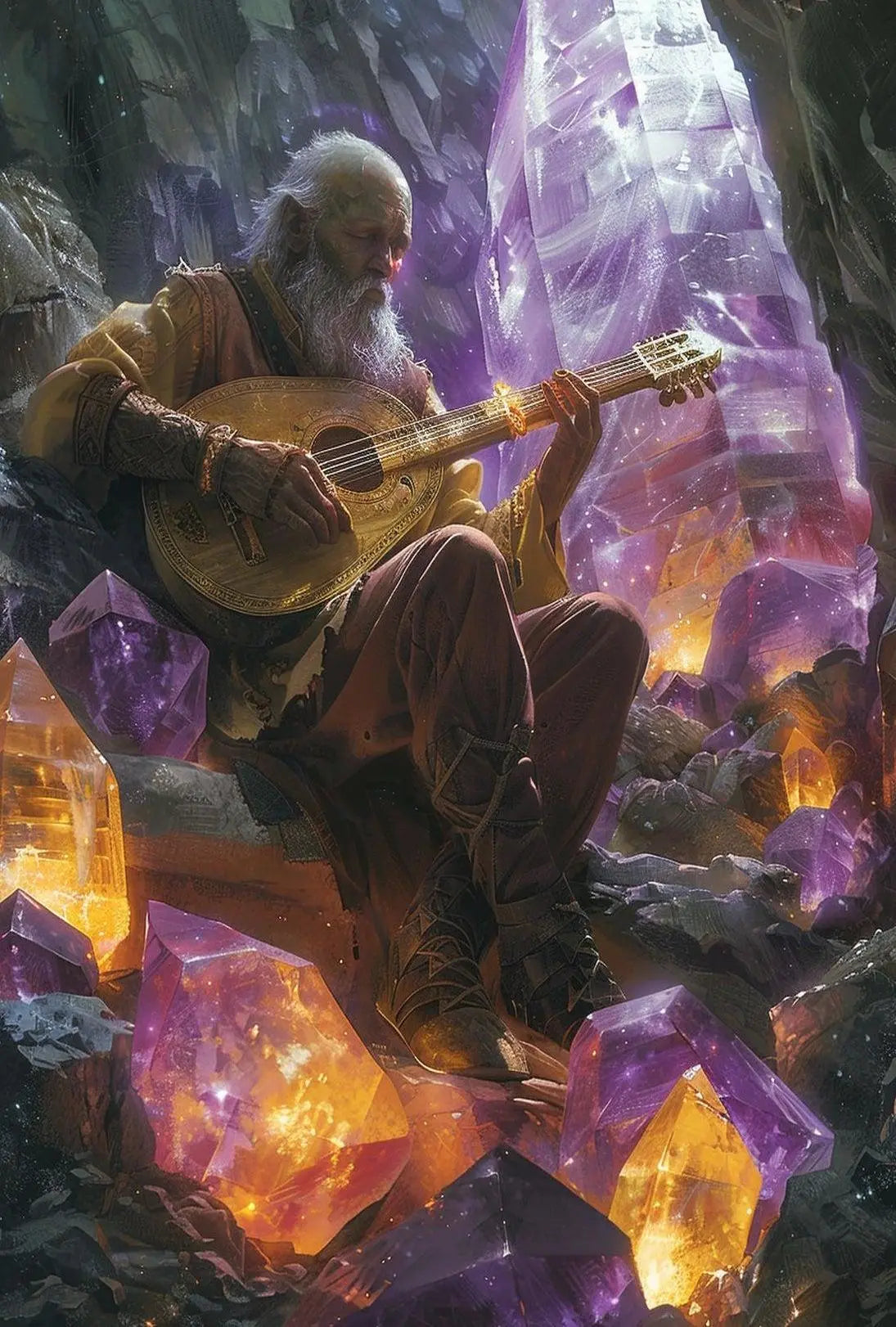 Mystical Elder with Crystals: Abstract, Artistic, or Pop Culture Poster PosterGoat