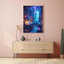Mystical Fantasy Library Alchemy Art Print Abstract Poster PosterGoat