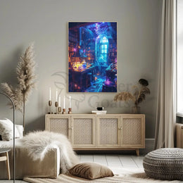 Mystical Fantasy Library Alchemy Art Print Abstract Poster PosterGoat