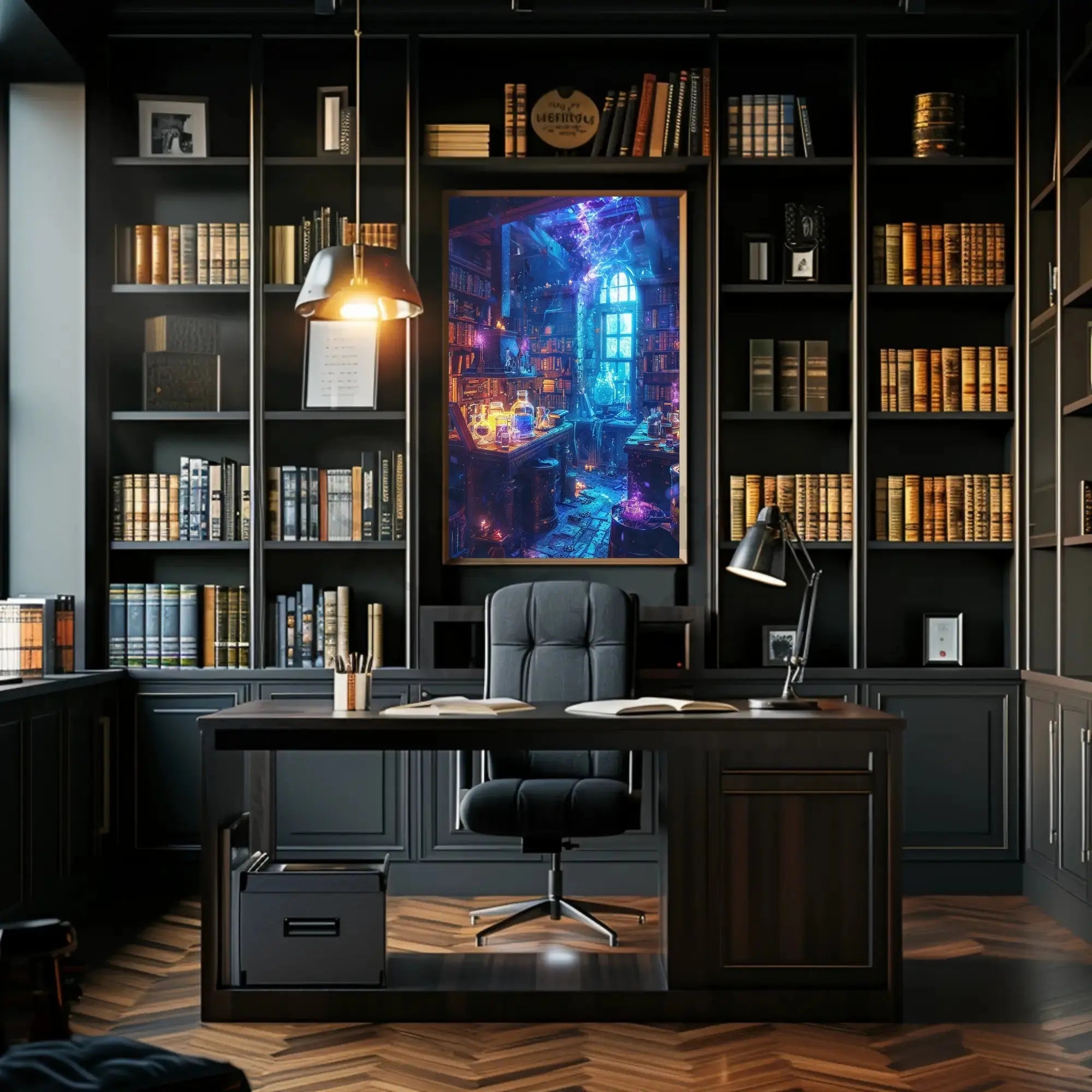 Mystical Fantasy Library Alchemy Art Print Abstract Poster PosterGoat