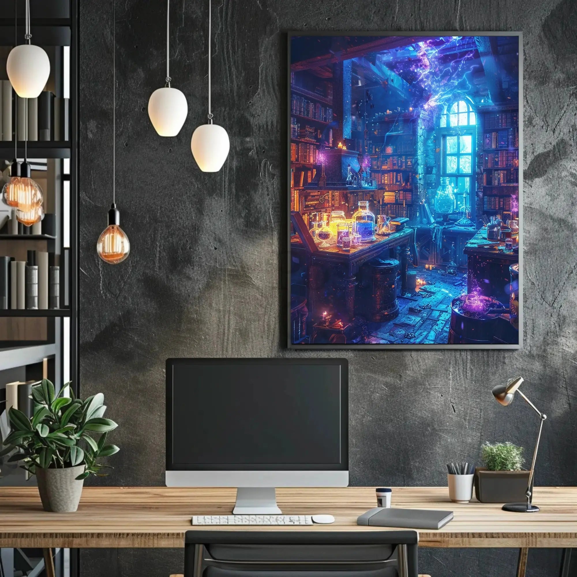 Mystical Fantasy Library Alchemy Art Print Abstract Poster PosterGoat