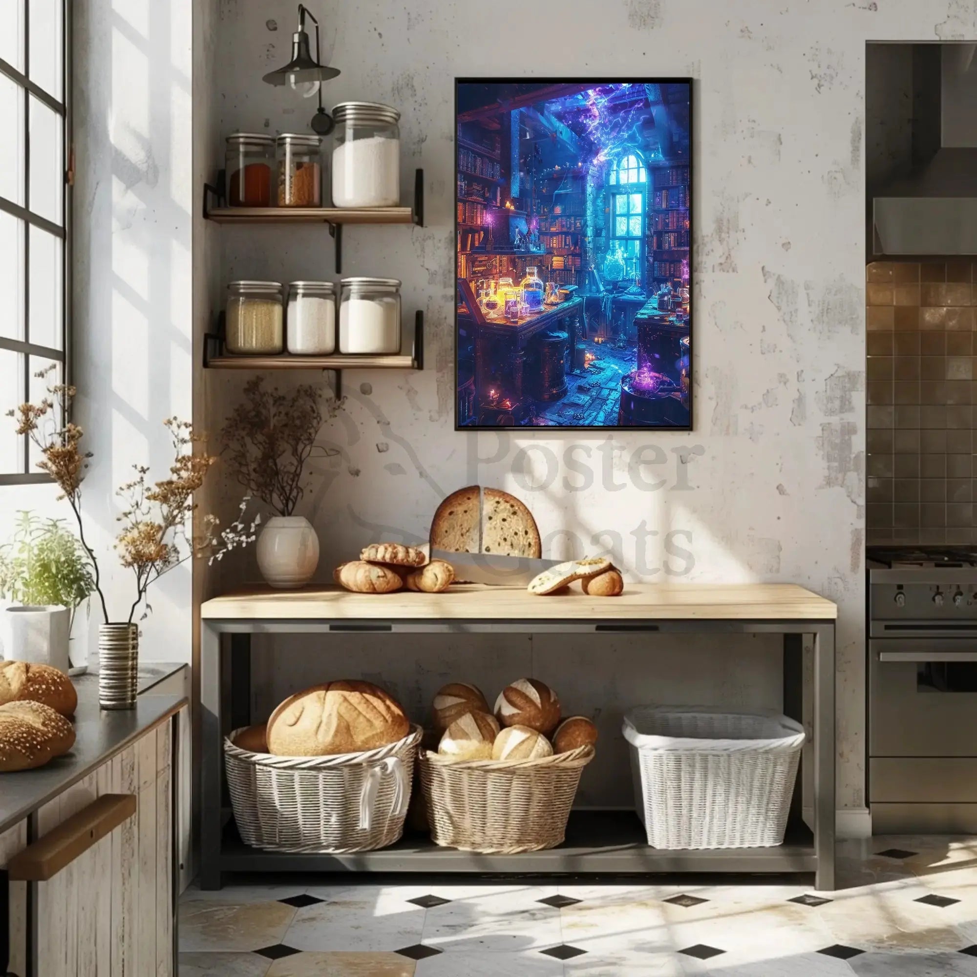 Mystical Fantasy Library Alchemy Art Print Abstract Poster PosterGoat
