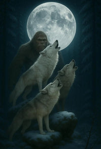 Mystical Forest Scene with Wolves Animal Poster PosterGoat